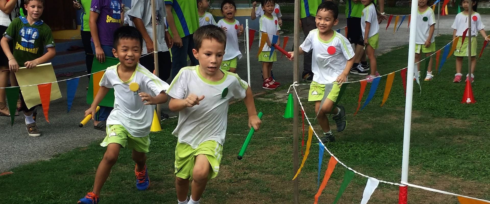 Children joining a school sports activity